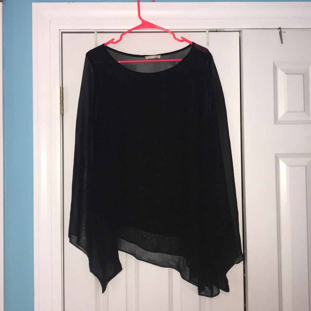 Sheer Black Asymmetrical shirt